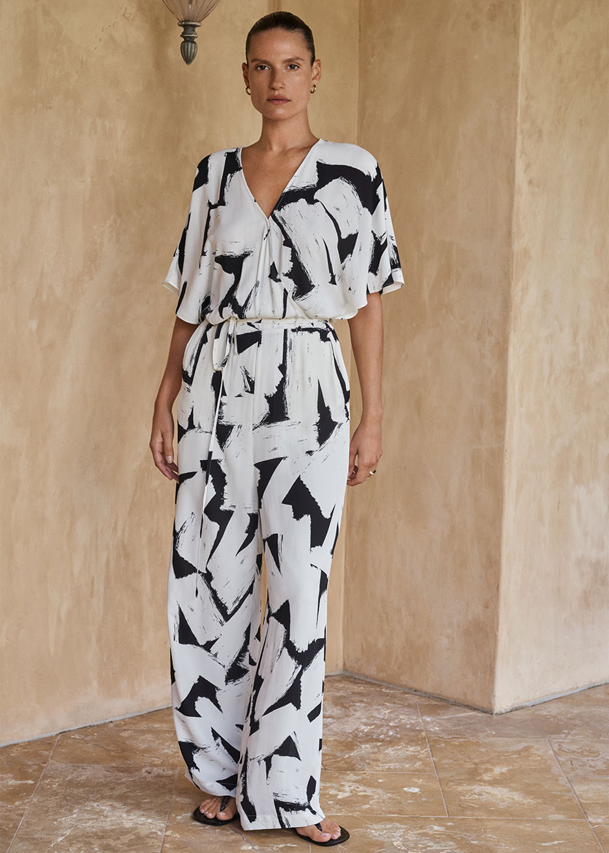 Crepe Brushstroke Print Jumpsuit | Woolworths.co.za