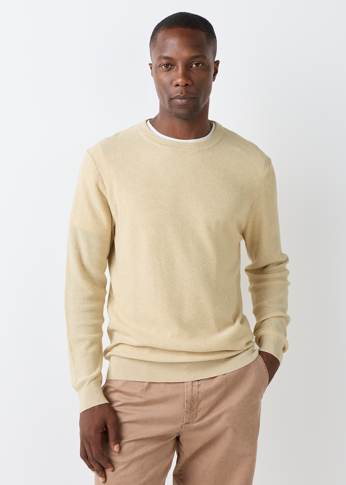 Crew Neck Knit Cotton Pullover