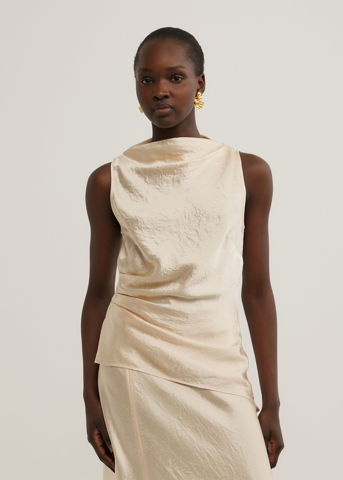 Crinkle High Neck Top