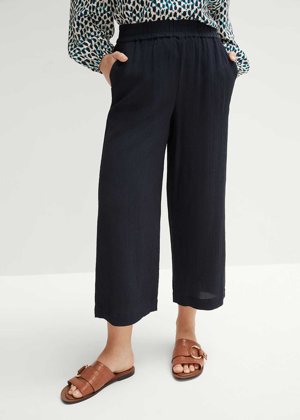Crinkle Wide Leg Pull On Pant | Woolworths.co.za