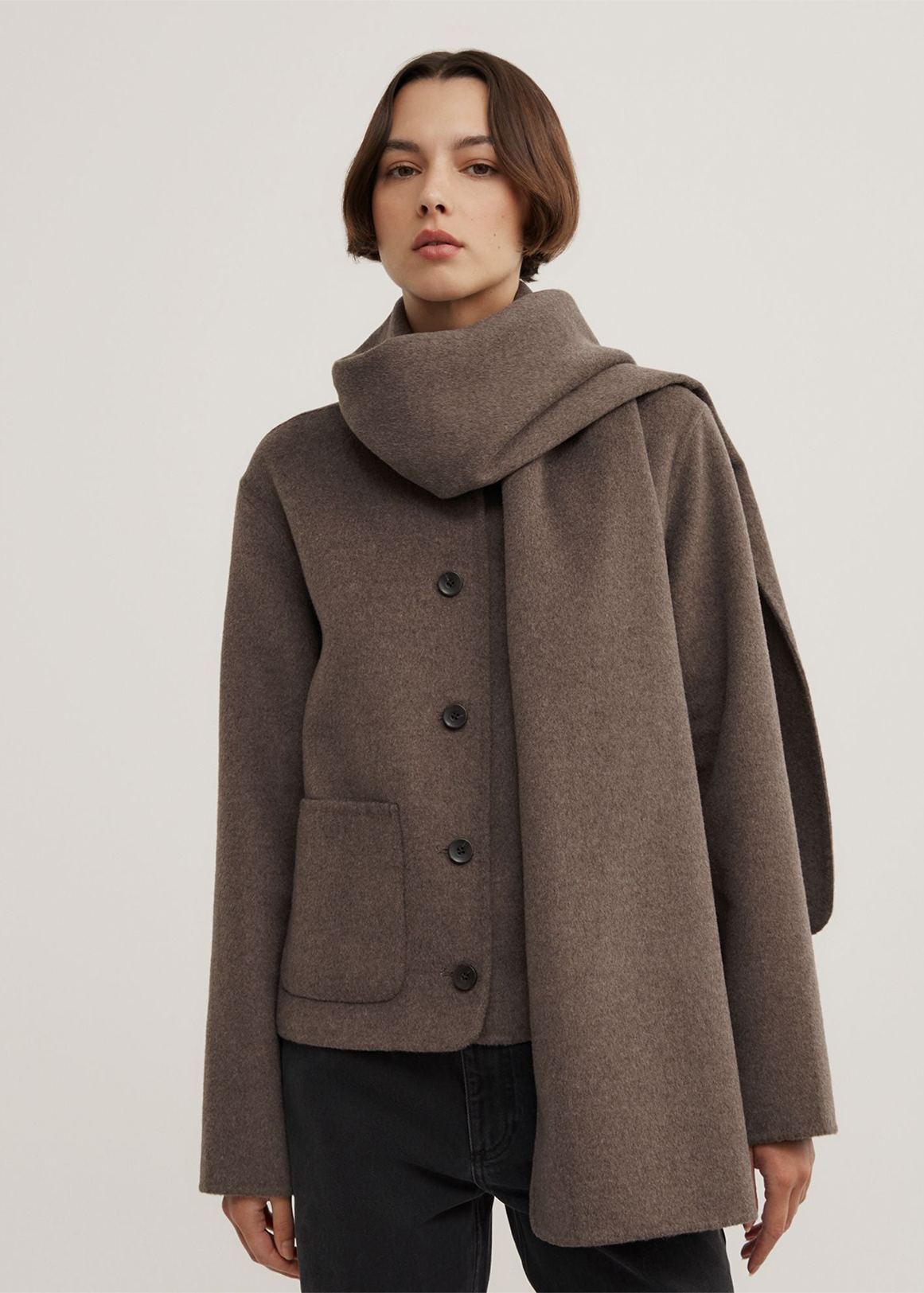 Crop Scarf Coat