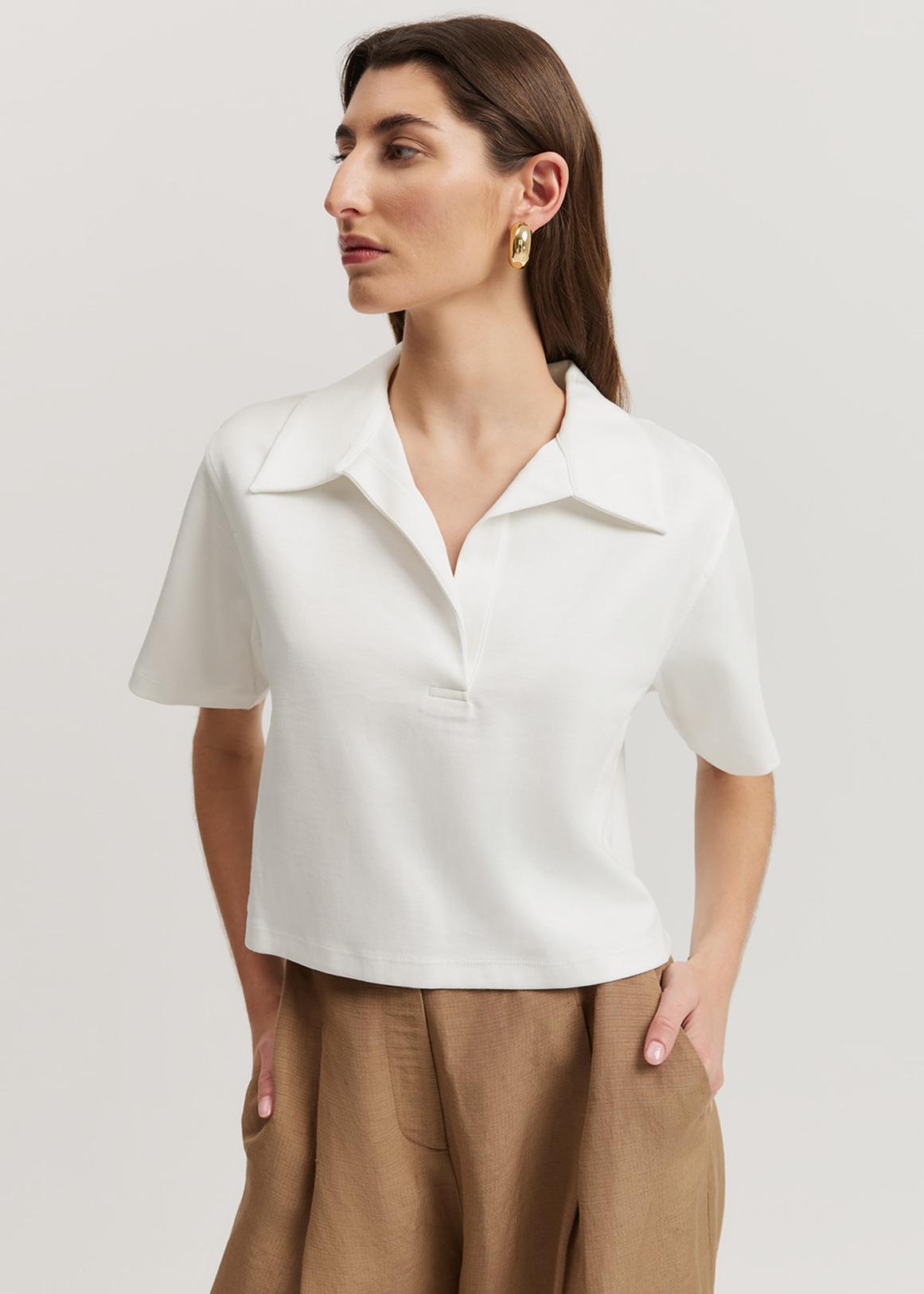 Ladies Polo Shirt Cream Beige 100% Organic Cotton Vegan Short Sleeve Pique  Tops