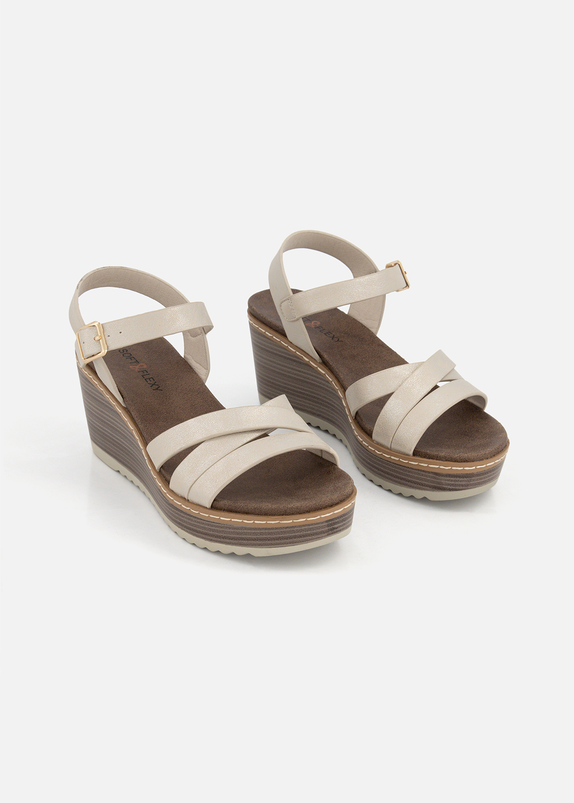 Crossover Ankle Strap Wedge Sandals