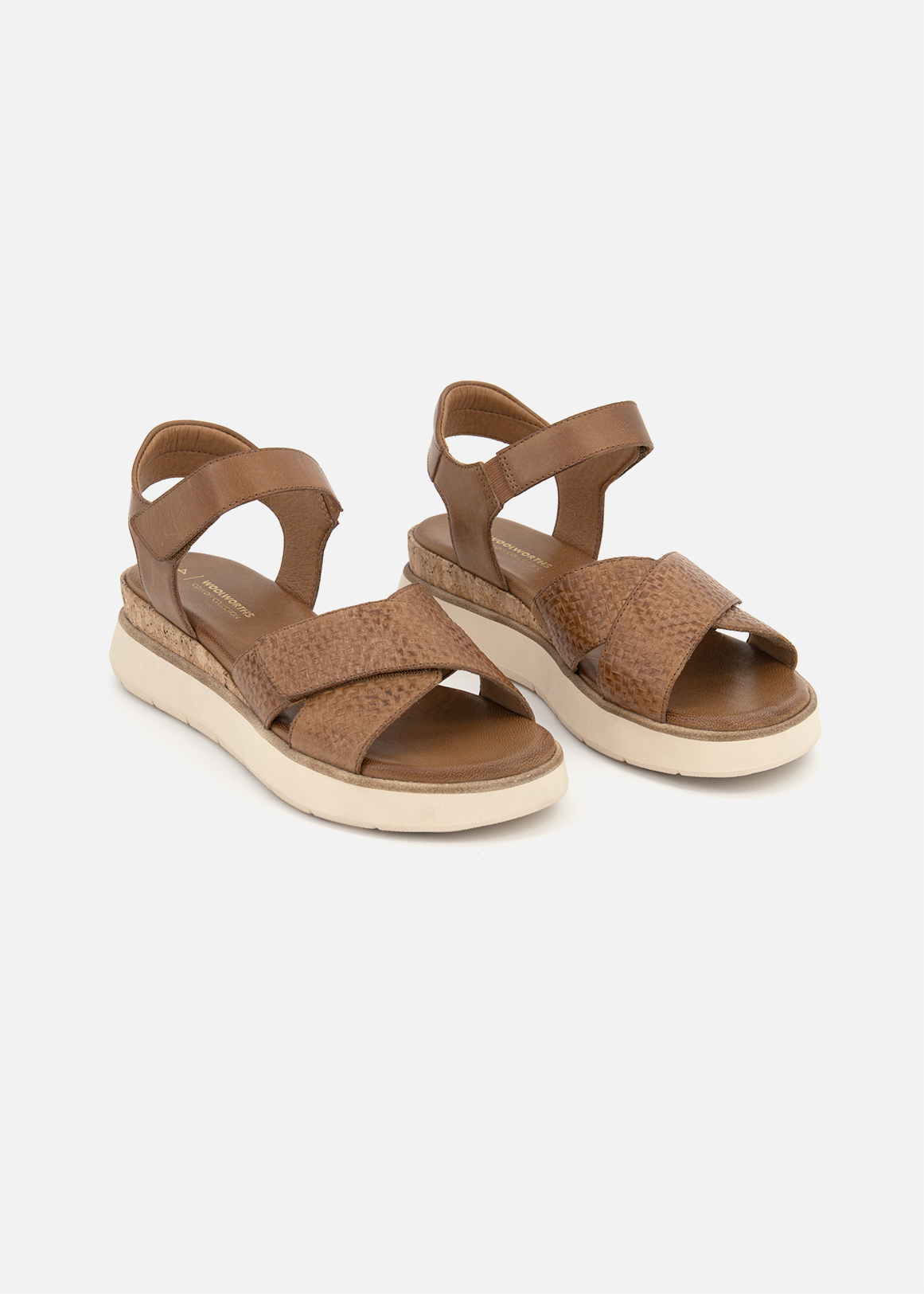 Crossover Slingback Wedge Leather Sandals