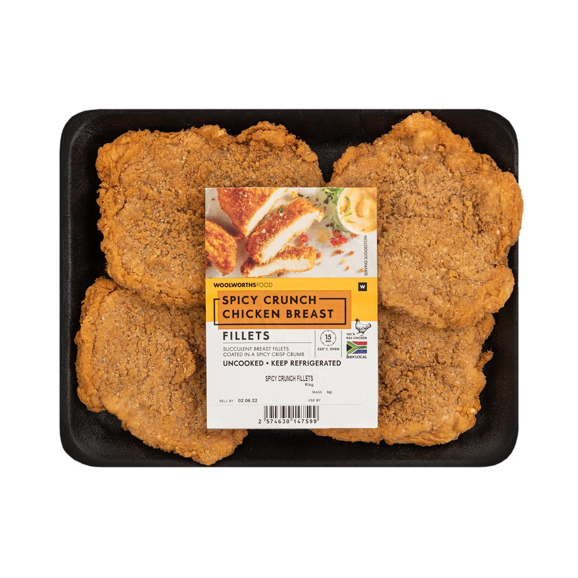 Crunch Filets Crumbed Spicy Crunch Chicken Breast Fillets Avg 760 g | Woolworths.co.za