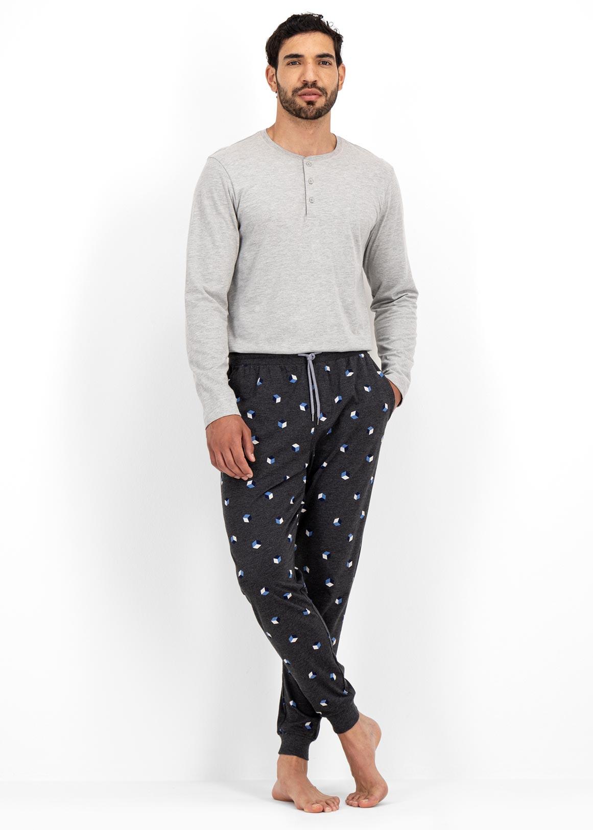 Cuffed Geometric Print Cotton Pyjama Pants