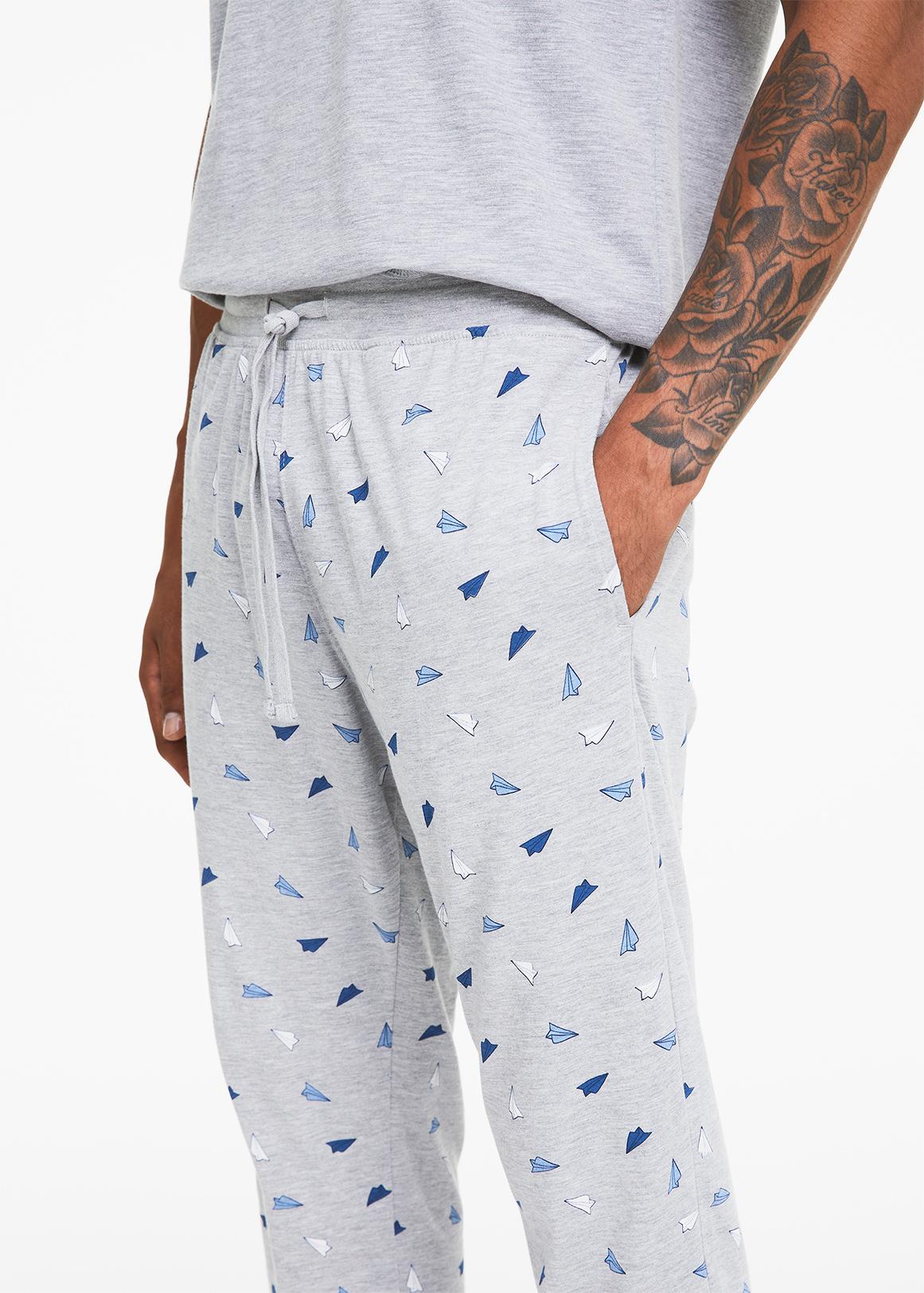 Cuffed Geometric Print Cotton Pyjama Pants