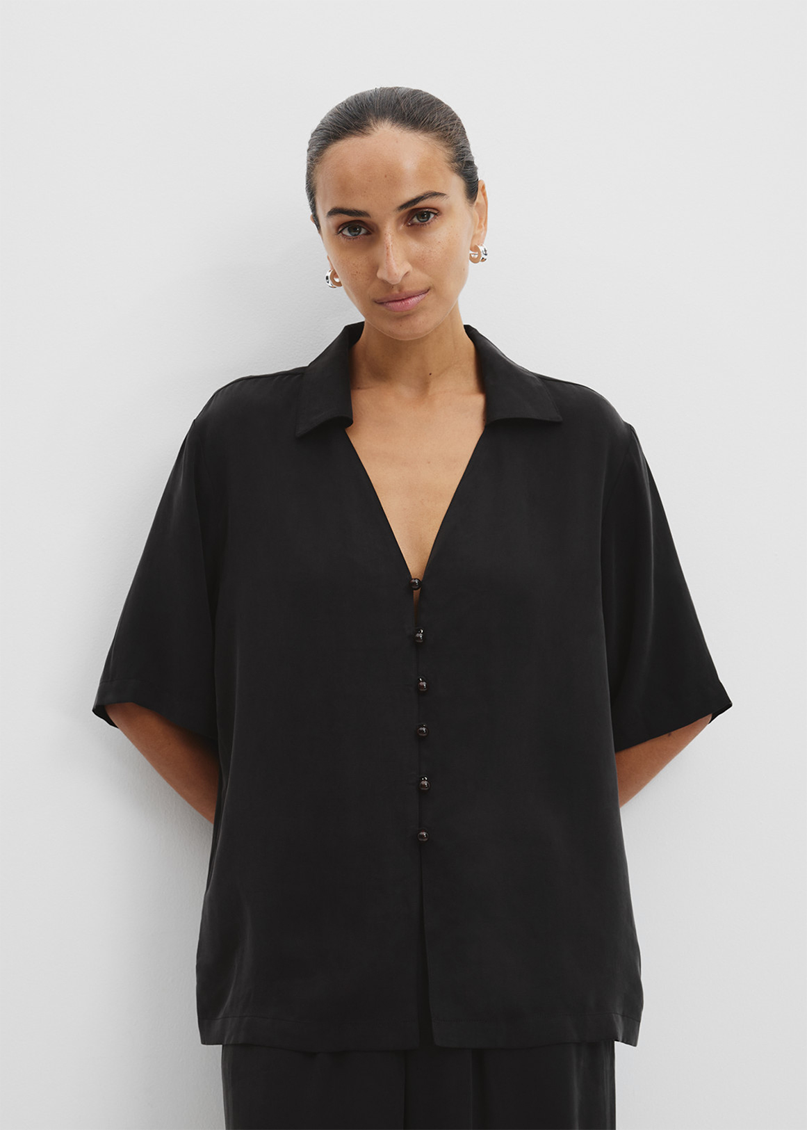 Cupro Button Front Top