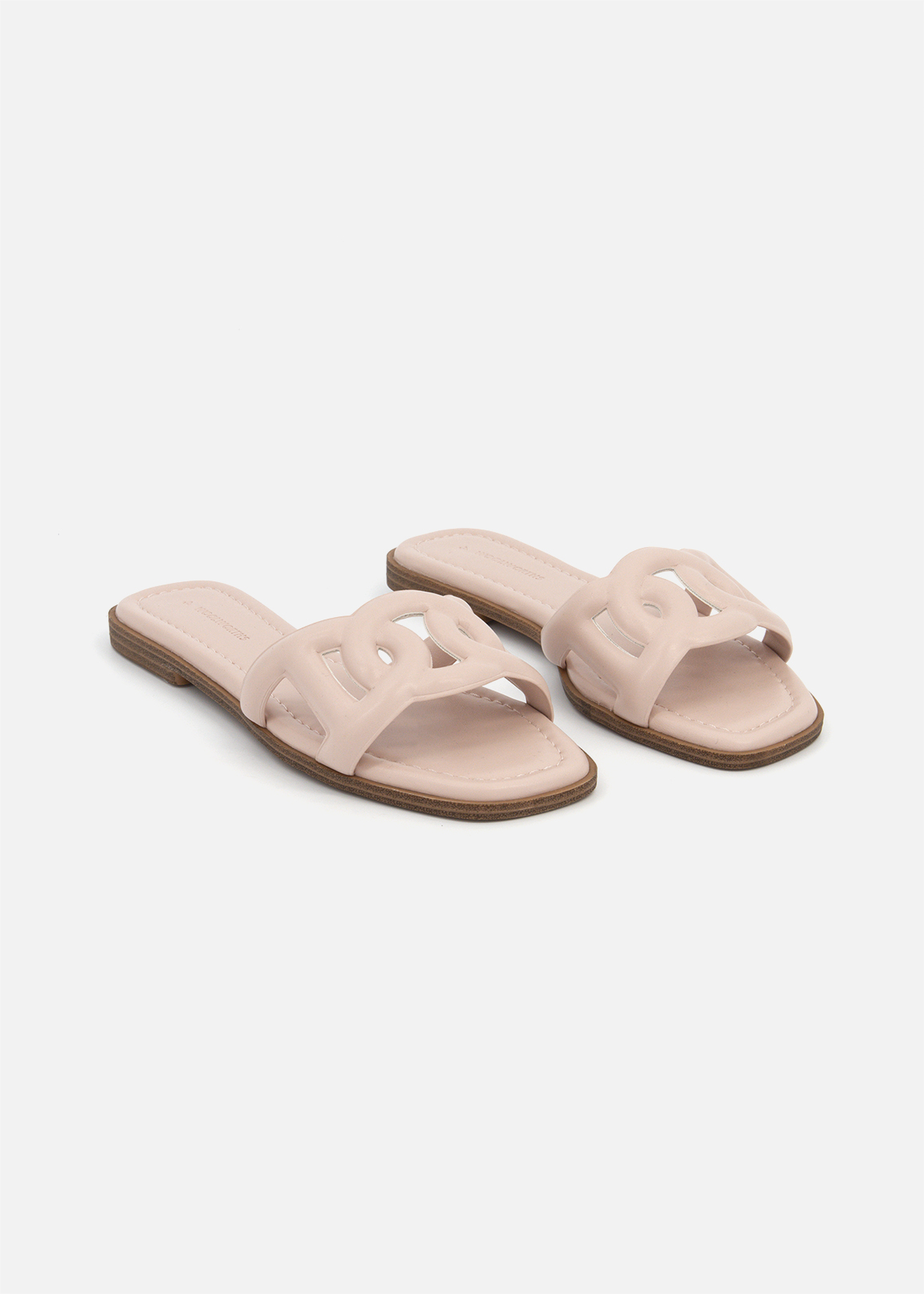 Cut-out Band Faux Leather Slides