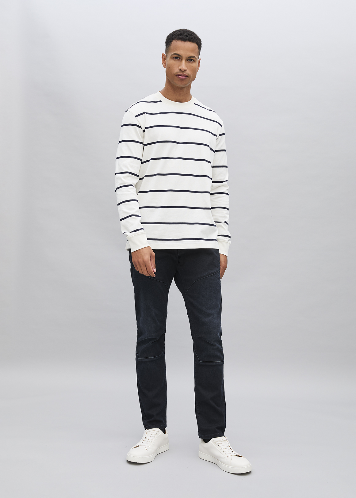 Dark Blue Panel Slim Jeans