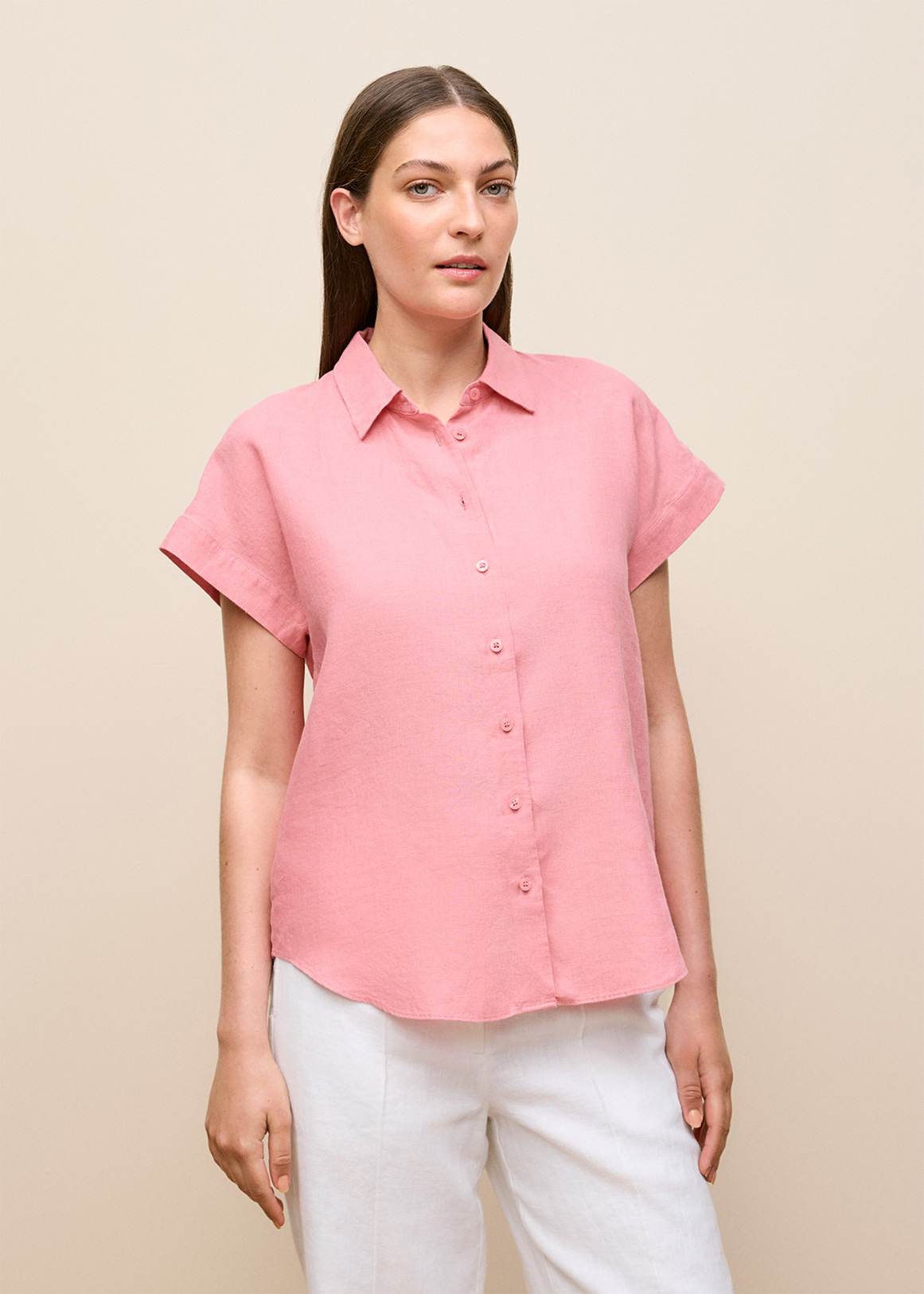 Delave Linen Cap Sleeve Shirt