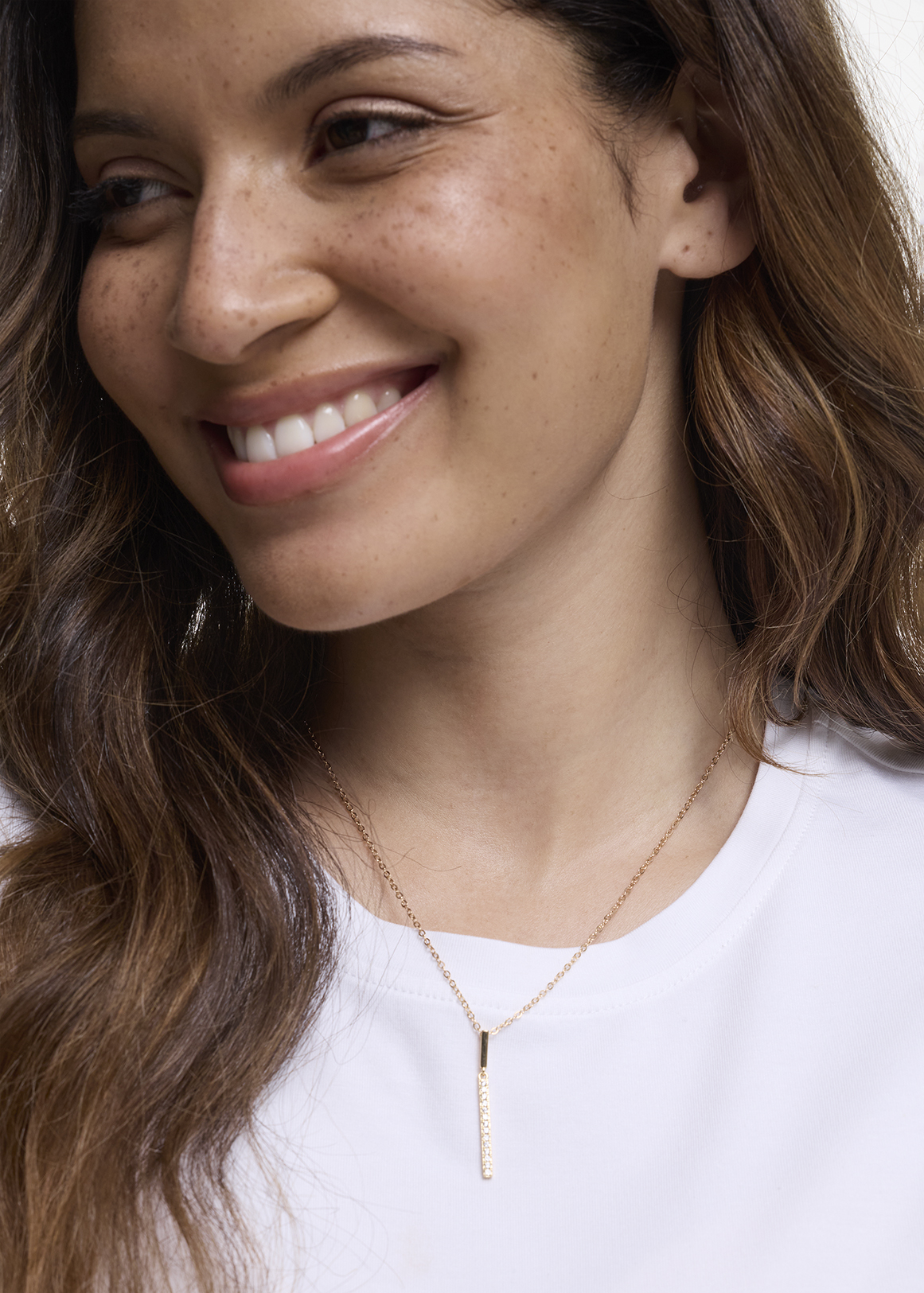 Delicate Encrusted Bar Pendant Necklace