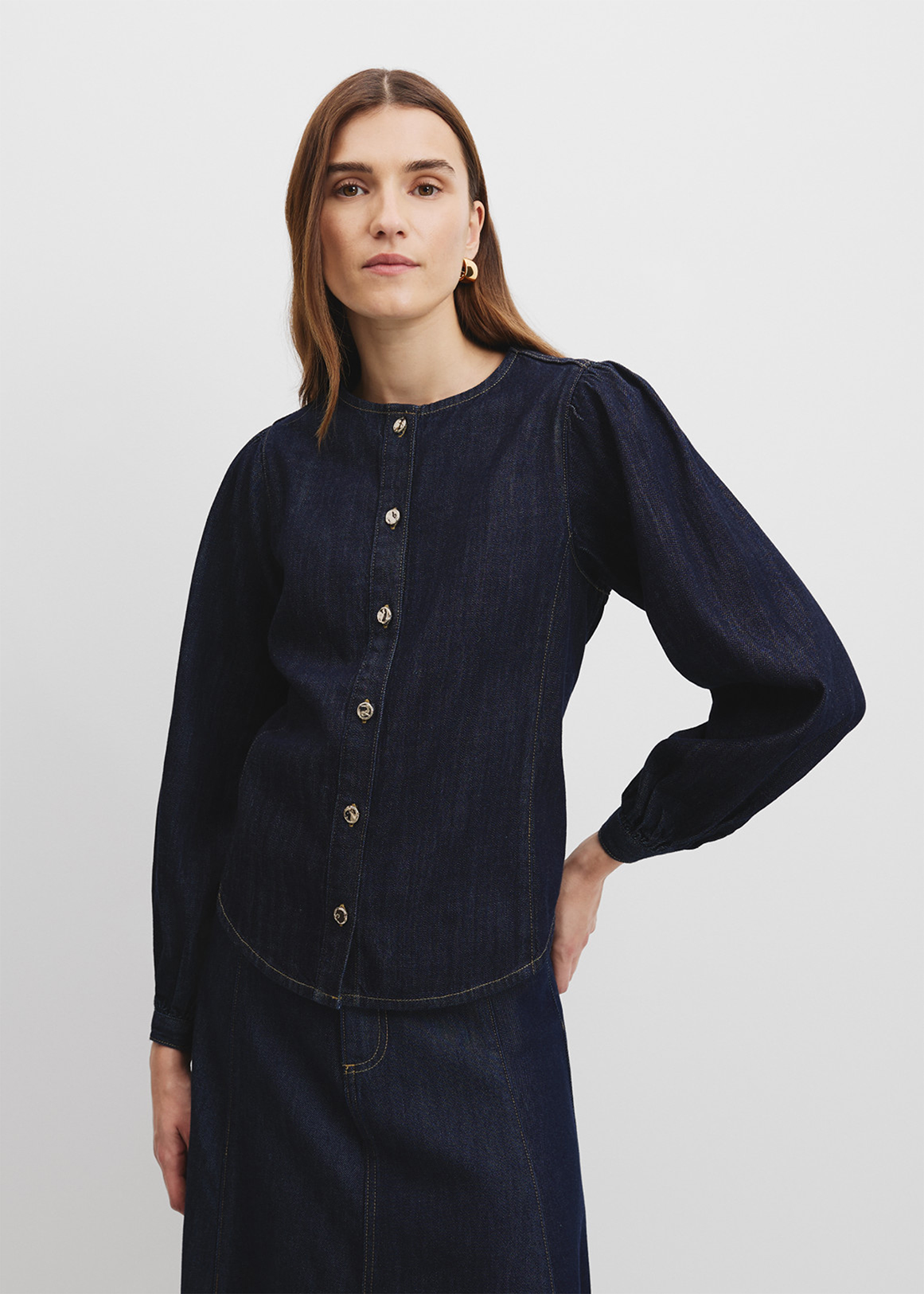 Denim Button Blouse