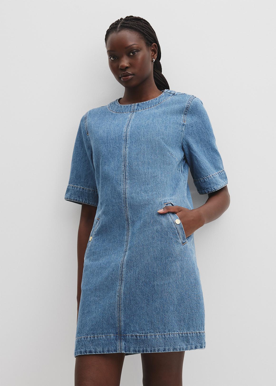 woolworths denim dress Half Placket Denim Dress
