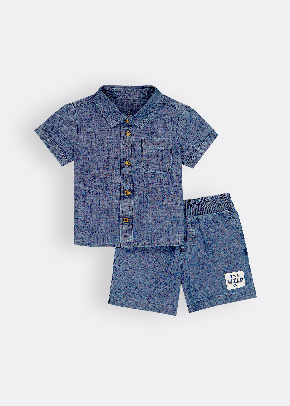 Denim Shirt & Shorts Set