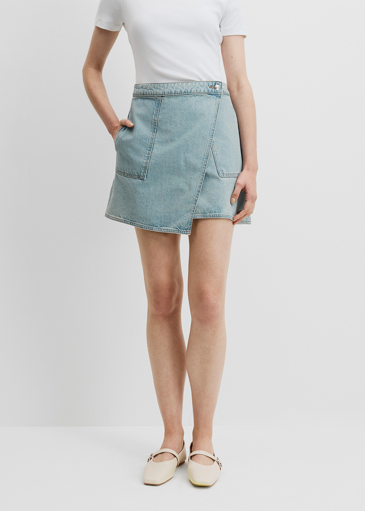 Denim Wrap Mini Skirt