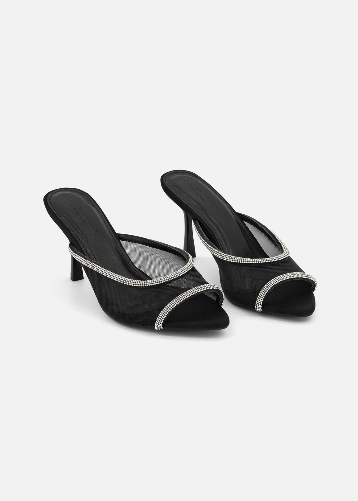 Diamante Mesh Peep Toe Stilettos