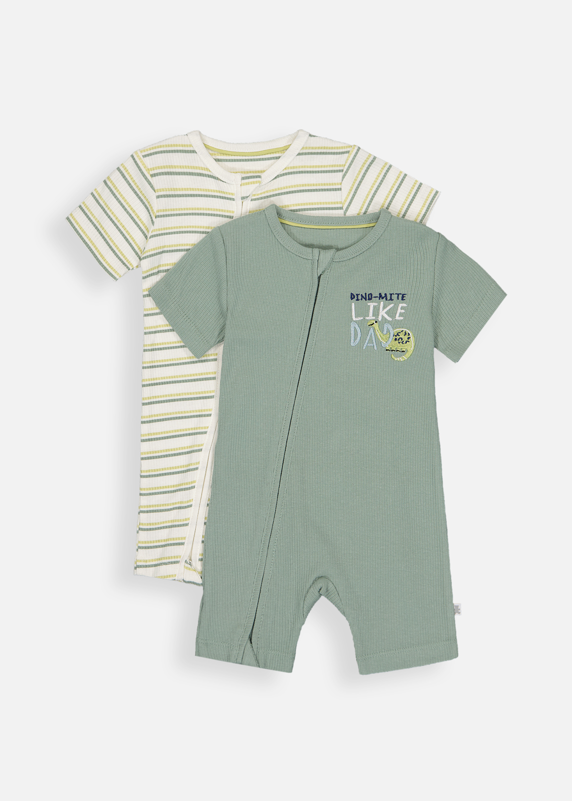 Dino Cotton Zip Rompers 2 Pack