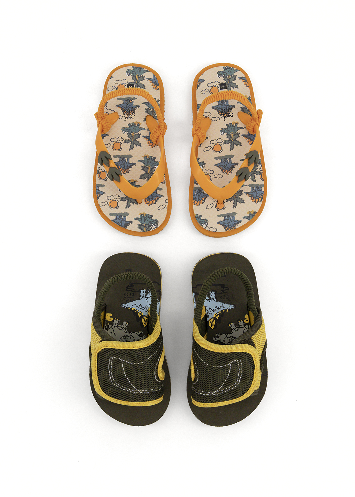 Dino Mules & Flip Flops (Size 4-13) Younger Boy 2 Pack