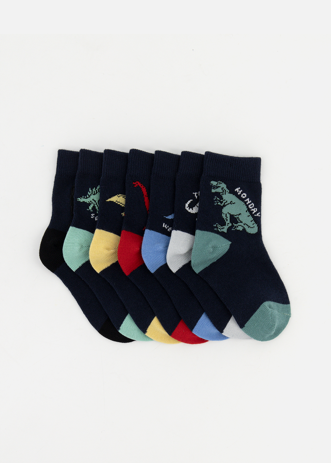 Dinosaur Cotton Rich Anklet Socks 7 Pack