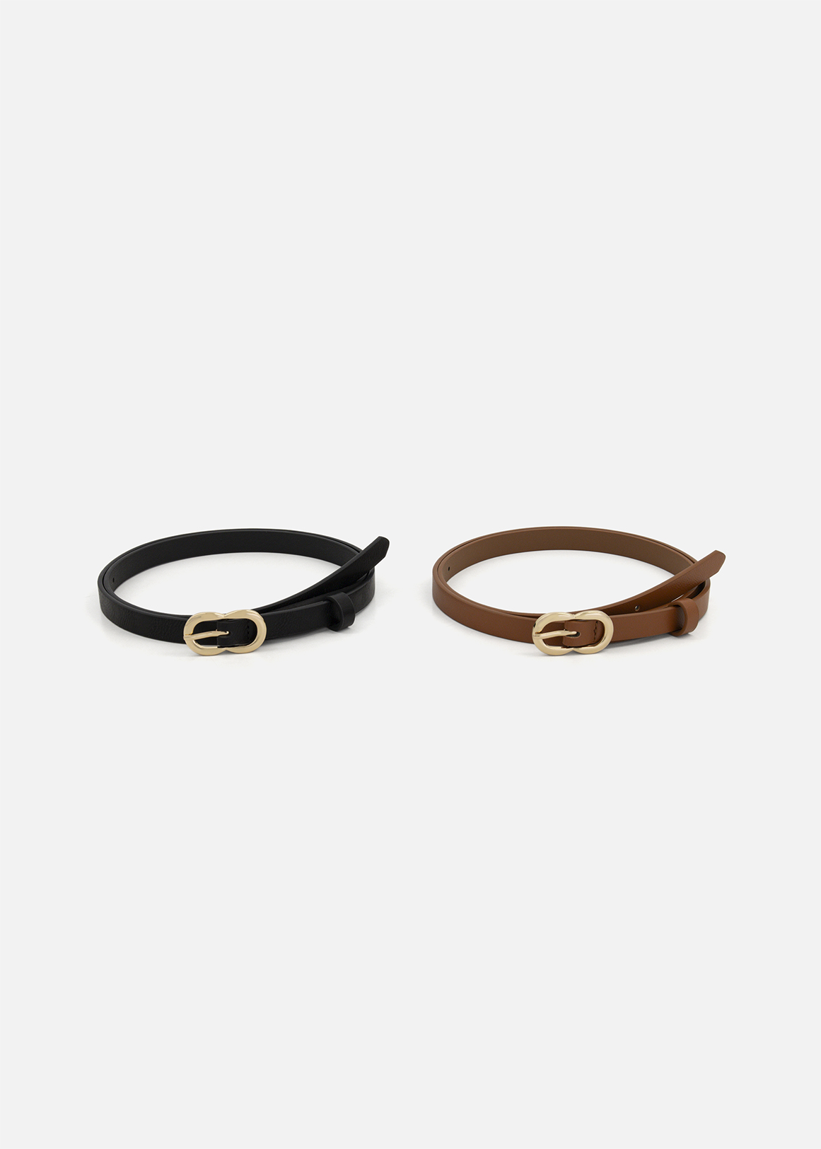 Double Buckle Faux Leather Belts 2 Pack