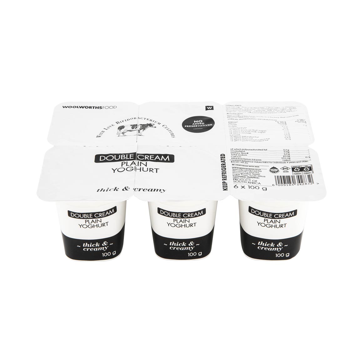 Double Cream Plain Yoghurt 6 x 100 g