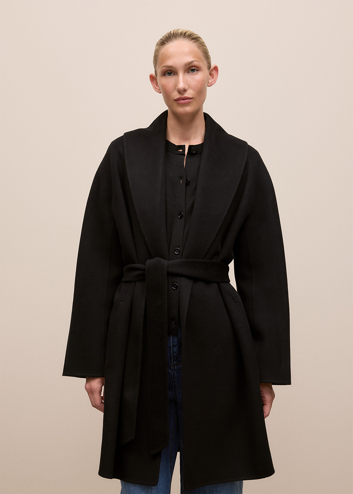 Double Faced Wool Wrap Coat