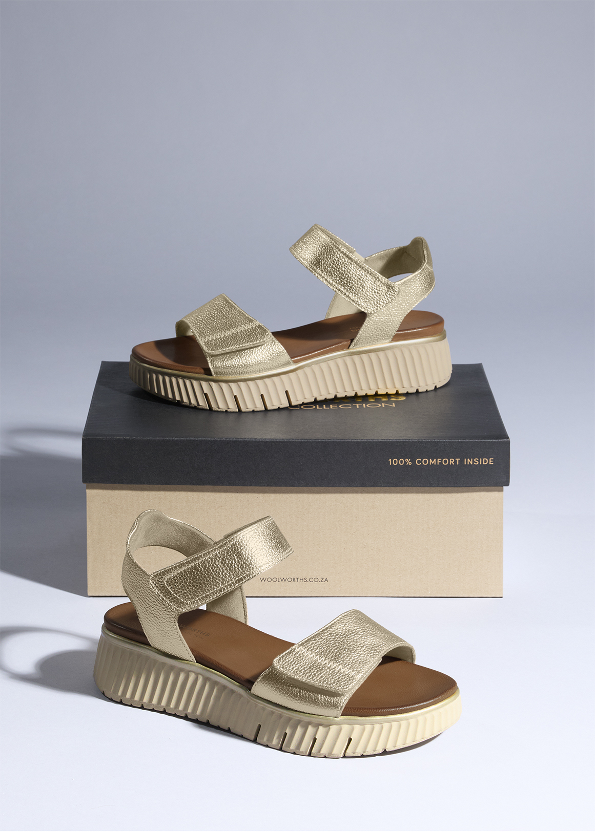 Double Strap Leather Slingback Sandals
