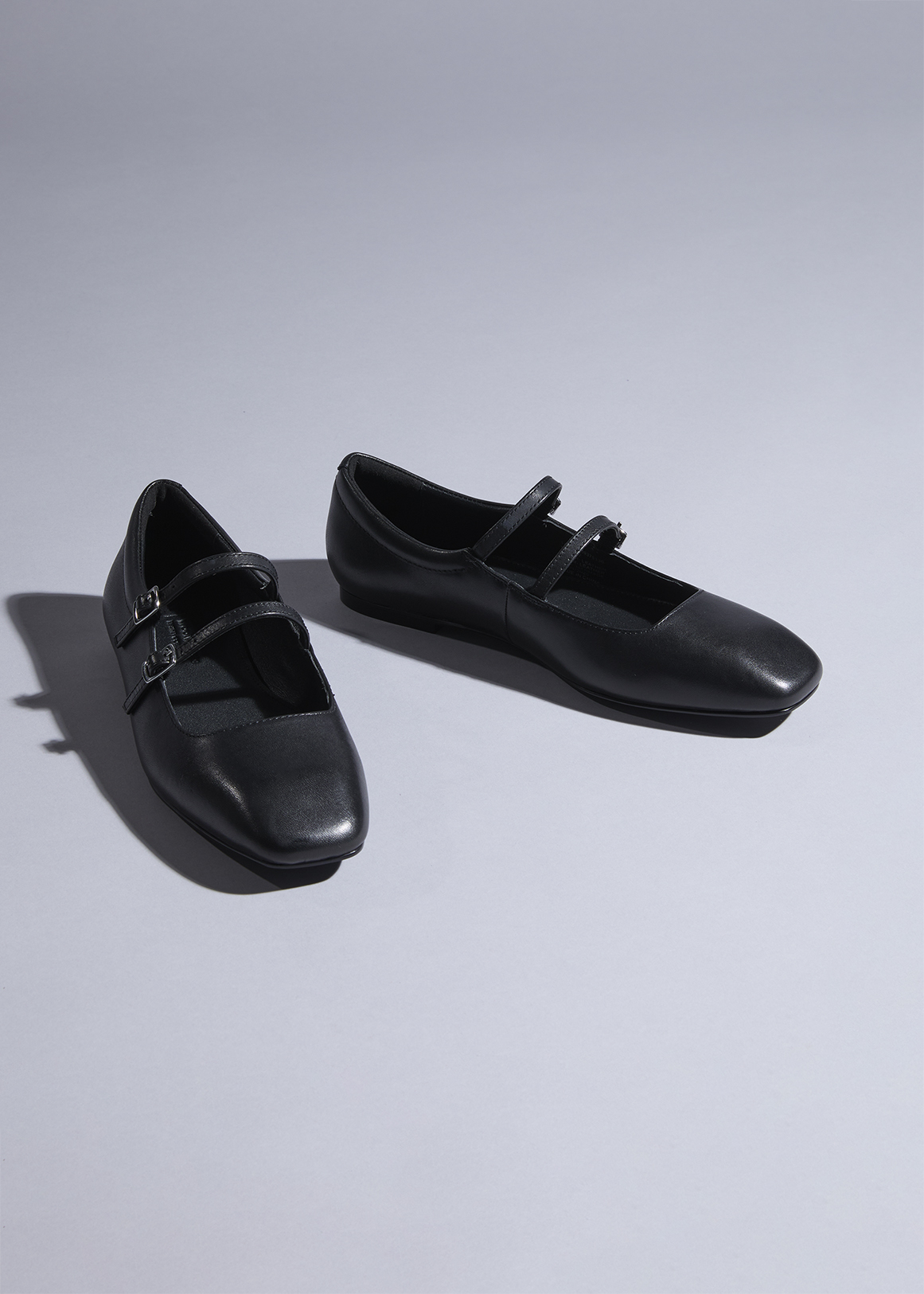 Double Strap Mary Jane Leather Pumps