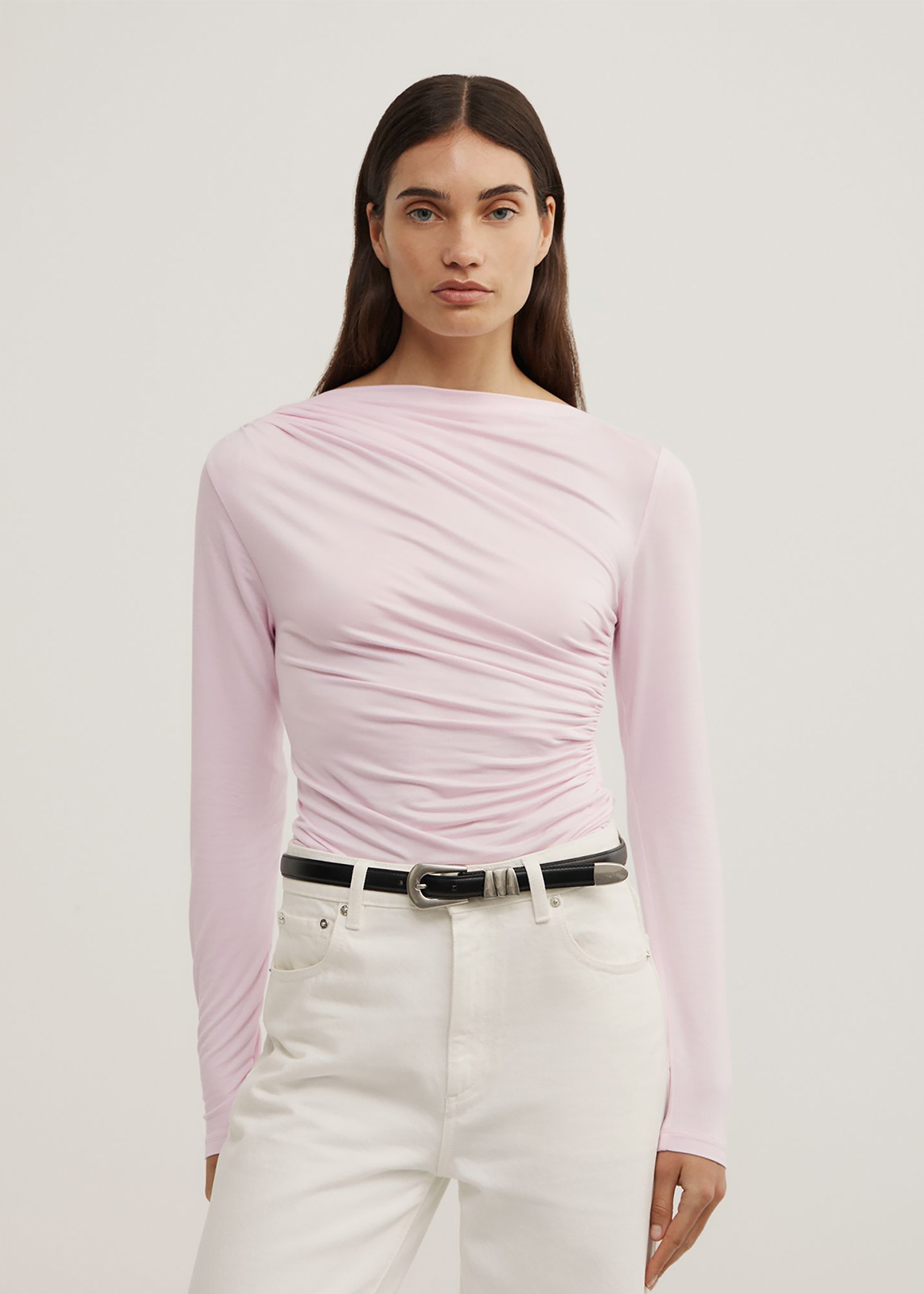 Draped Jersey Long Sleeve Top