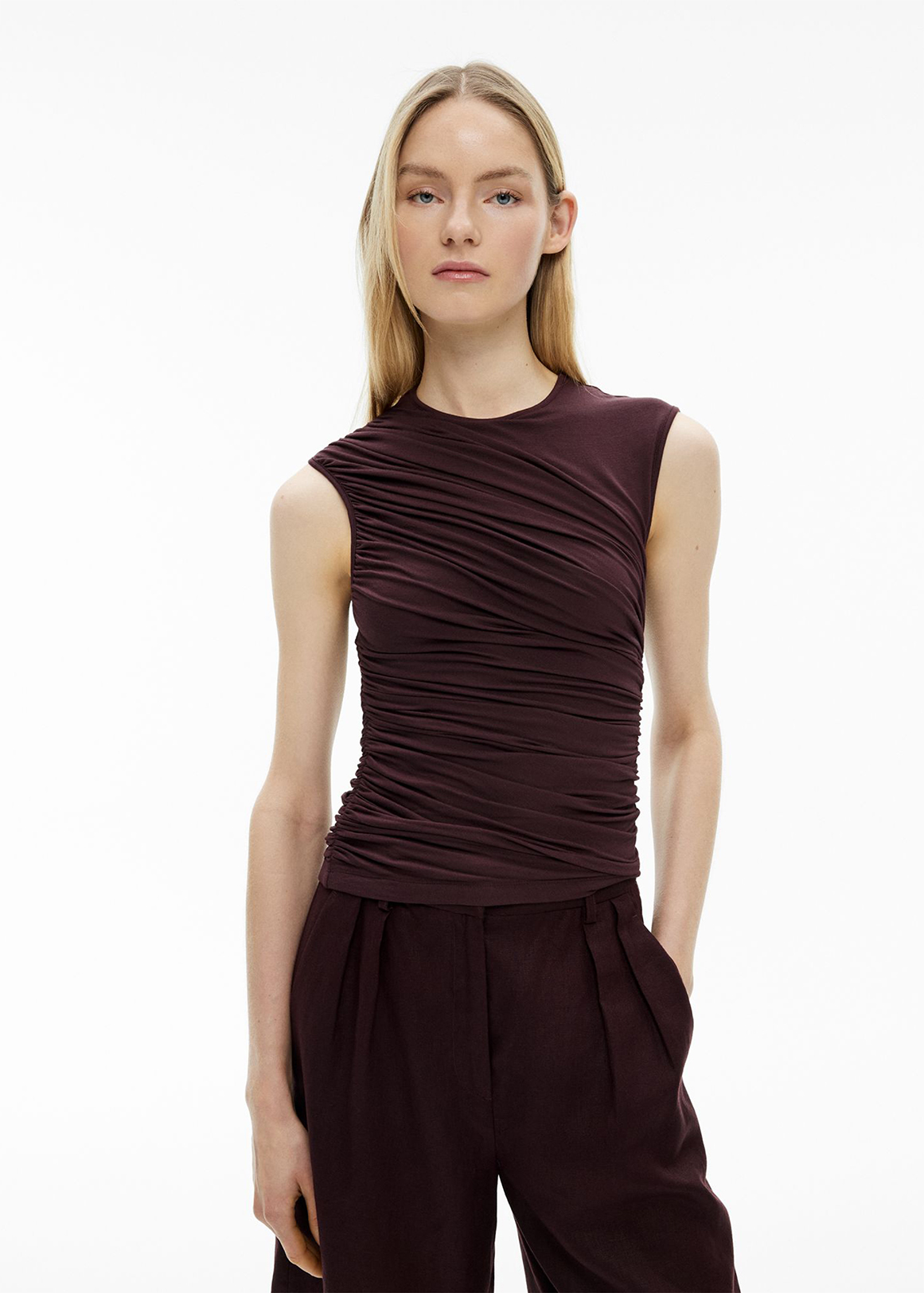 Draped Jersey Tank Top