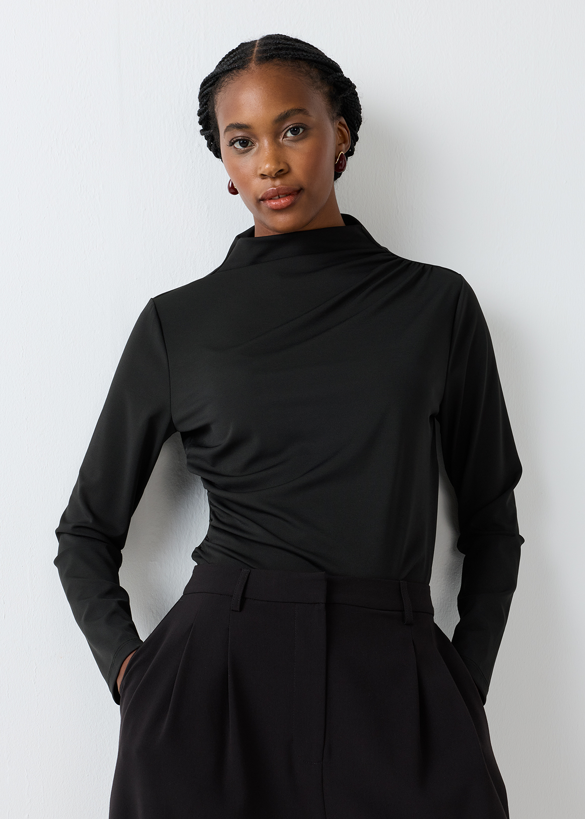 Draped Turtleneck Top