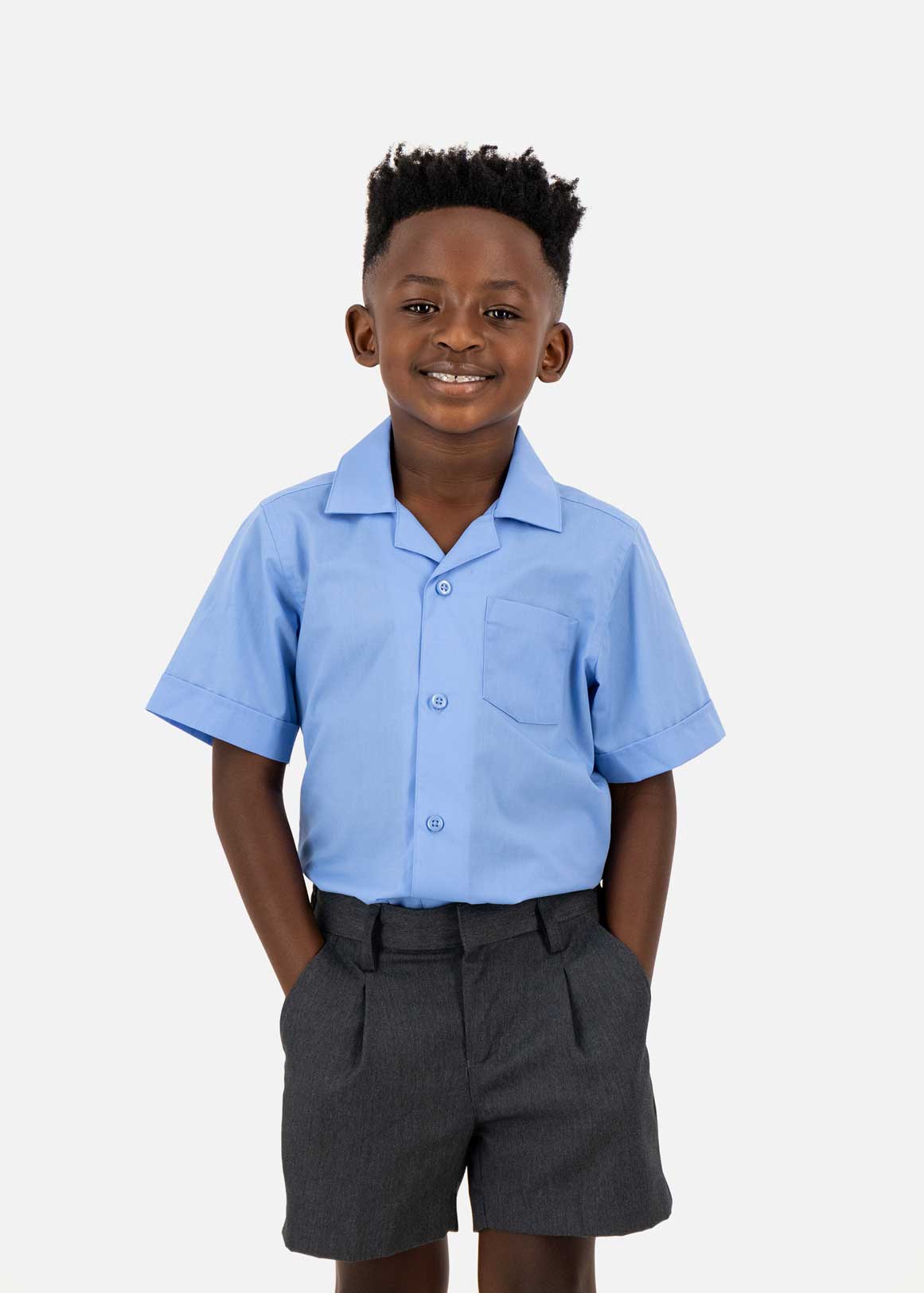 Easy Care Regular Fit Open Neck School Shirts 2 Pack