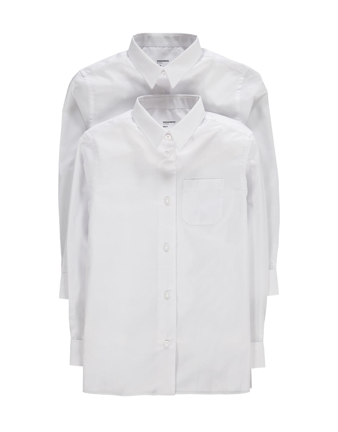 Easy Care Slim Fit Long Sleeve Girls School Shirts 2 Pack