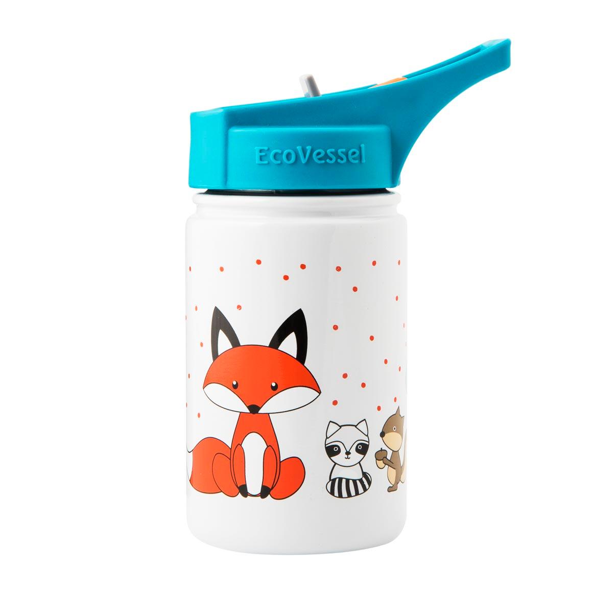 EcoVessel Kids Fox Splash Water Bottle 12 oz