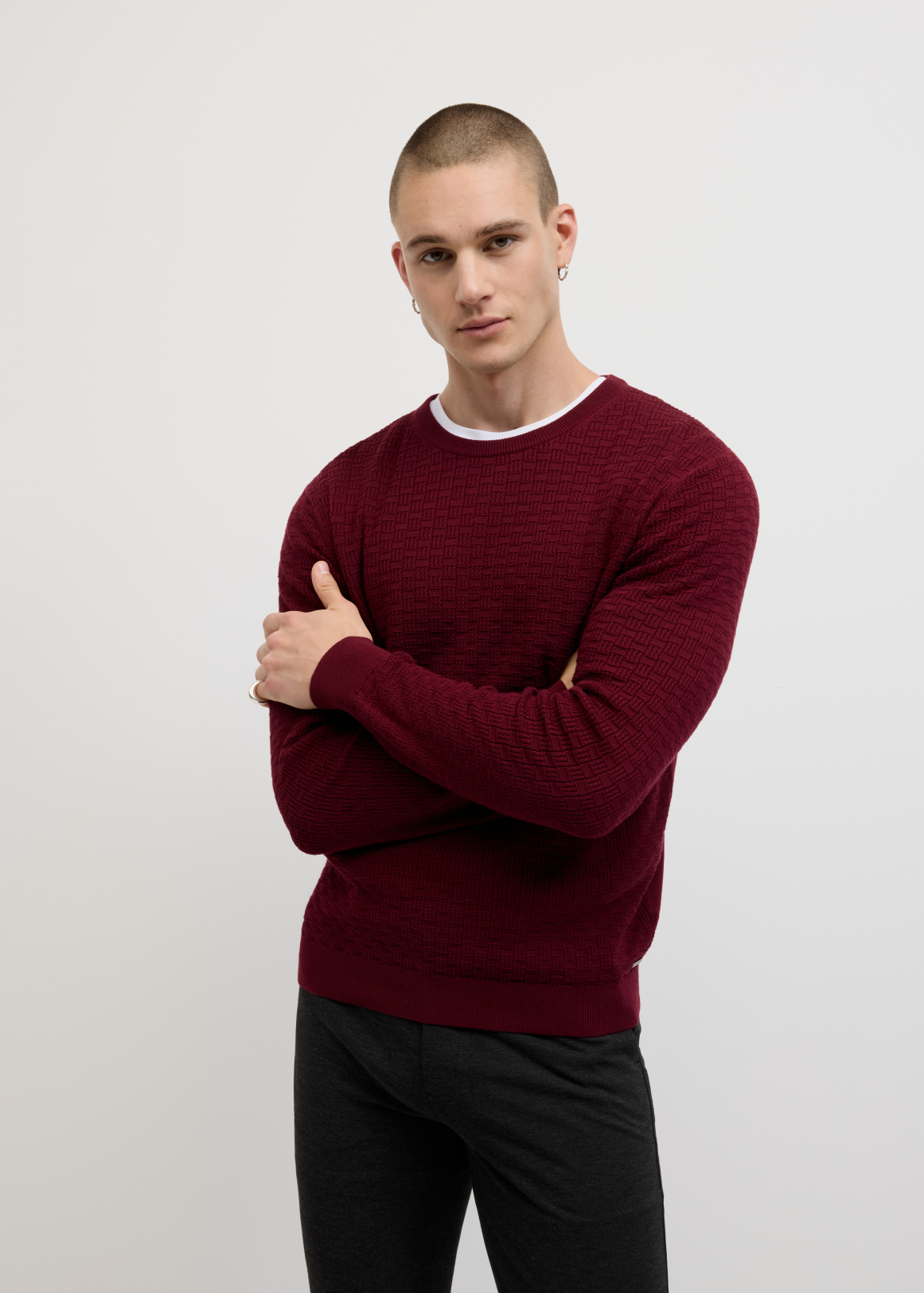 Elvin Geo Textured Crew Knit