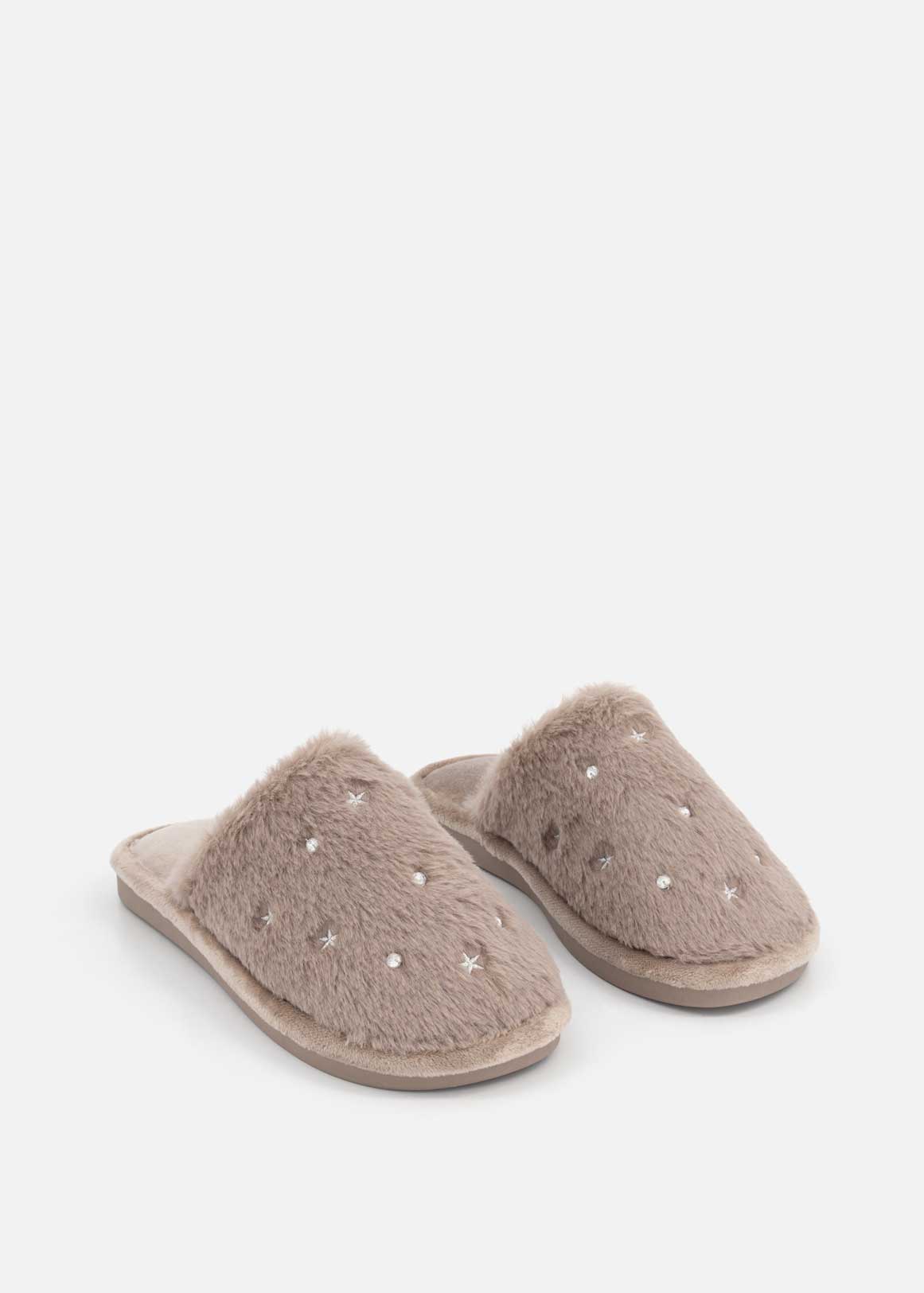 Embellished Faux Fur Mule Slippers | Woolworths.co.za
