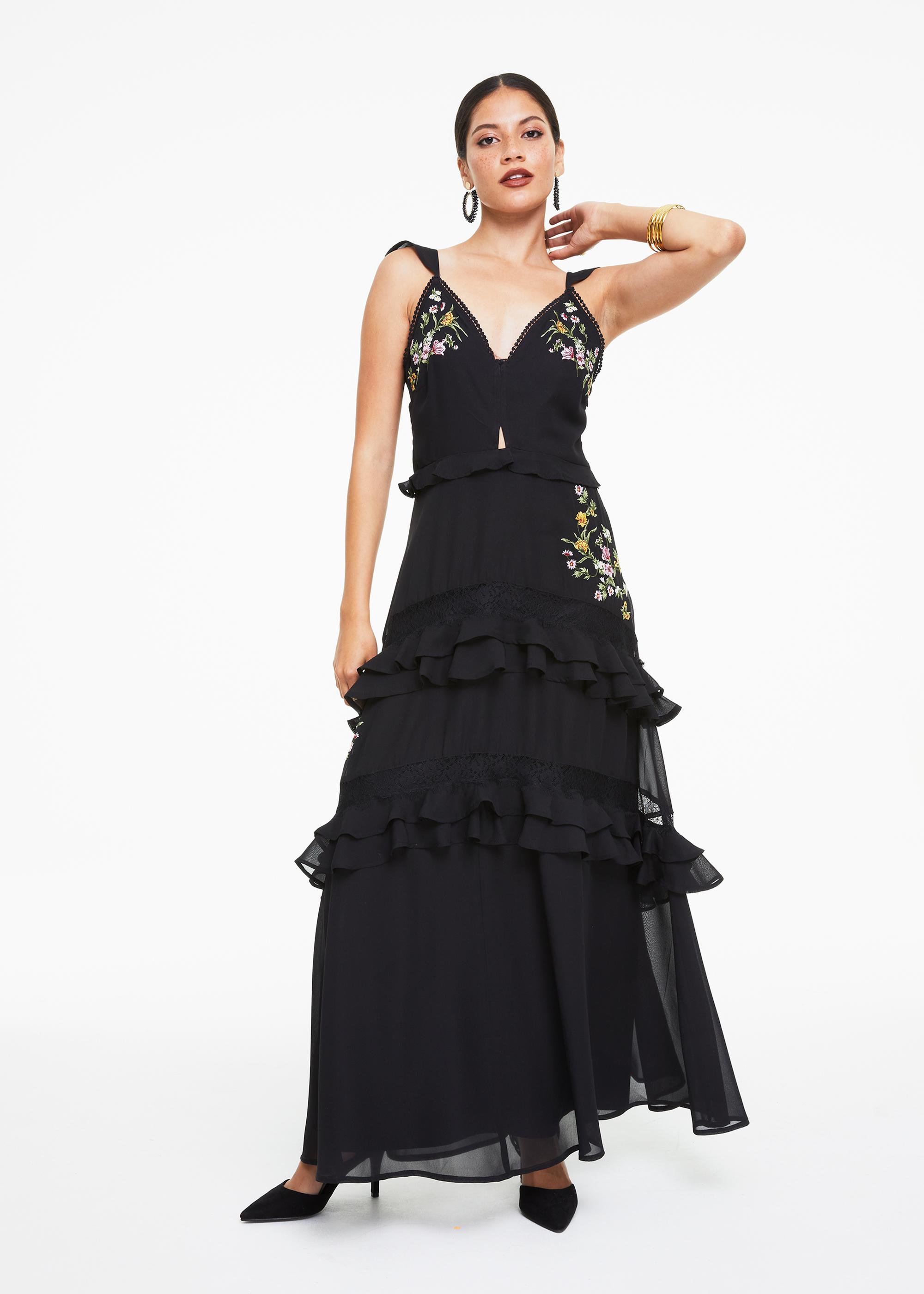 Black Maxi Dress - Black Ruffled Maxi Dress - Tiered Maxi Dress