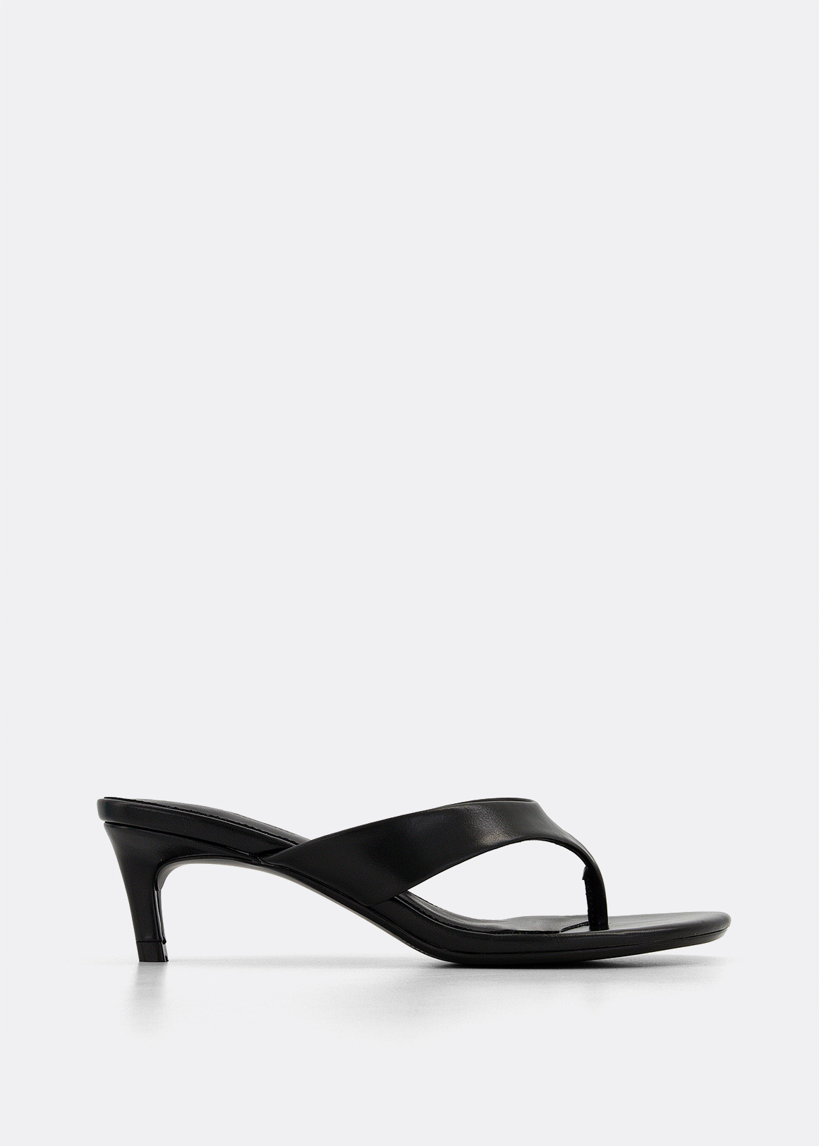 Faux Leather Kitten Heel Thong Sandals