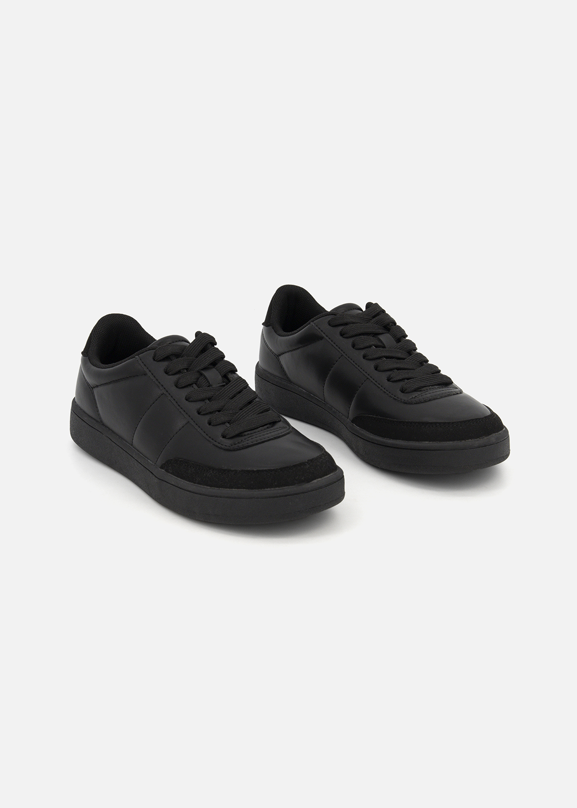 Faux Leather Lace-up Sneakers