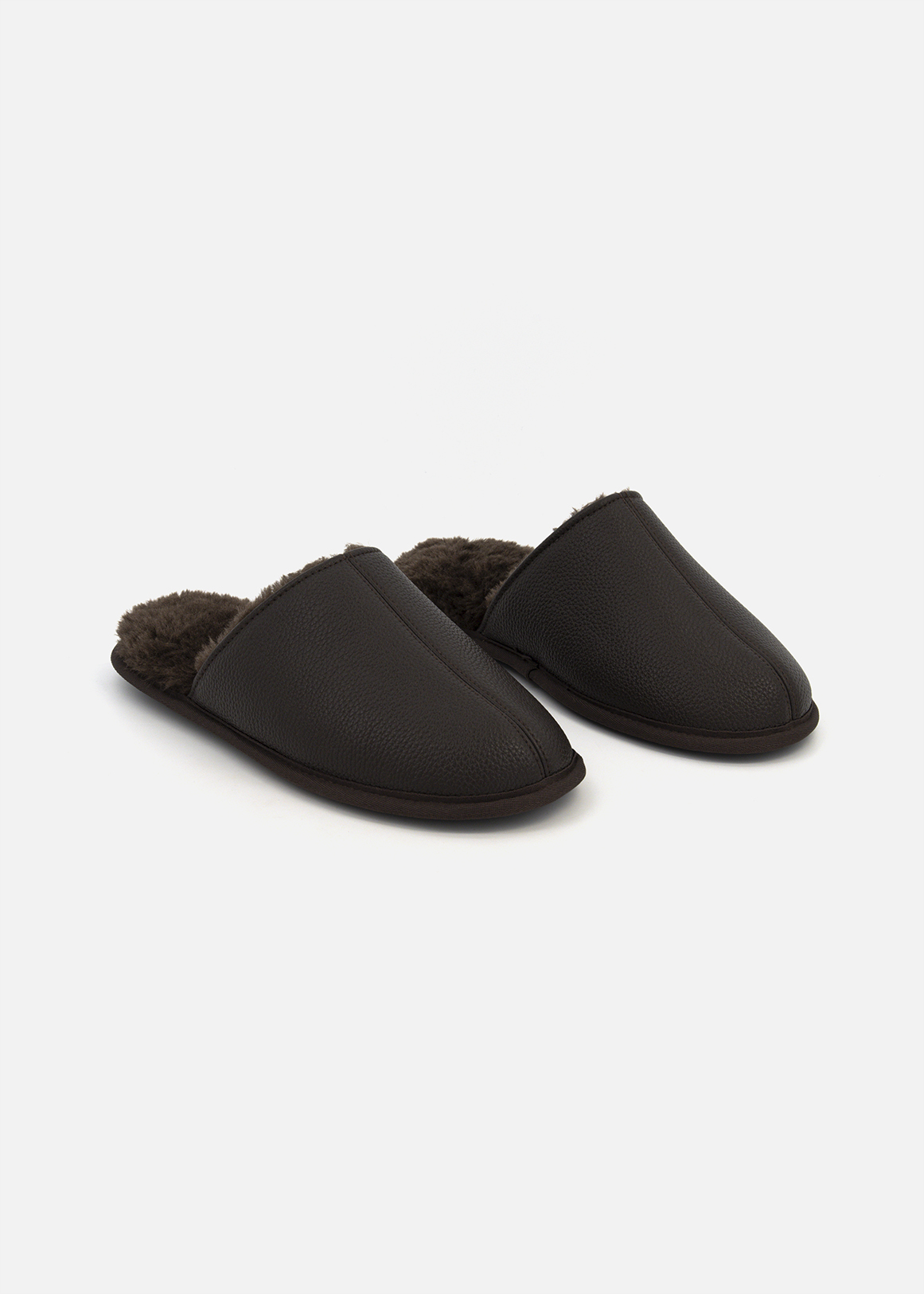 Faux Leather Mule Slippers