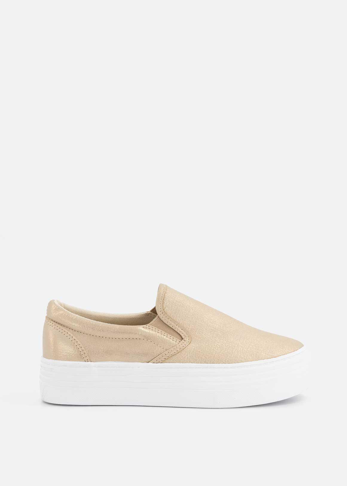 Zudio Tan Faux Leather Sneakers