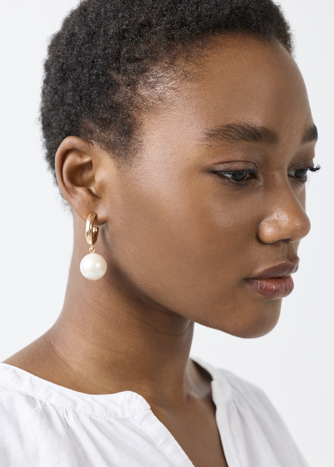Faux Pearl Hoop Drop Earrings