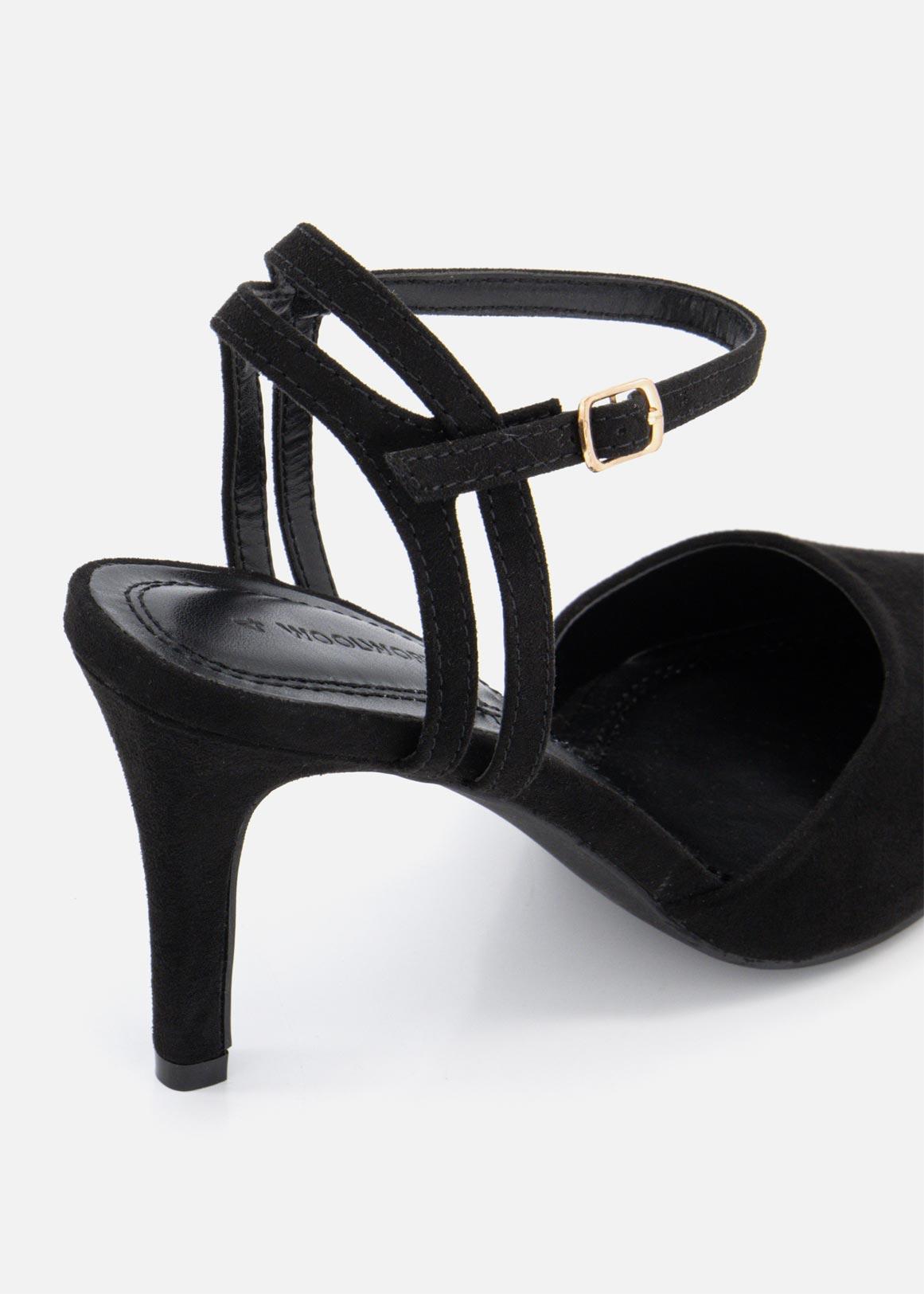 Suede Ankle Strap Kitten Heel Pumps