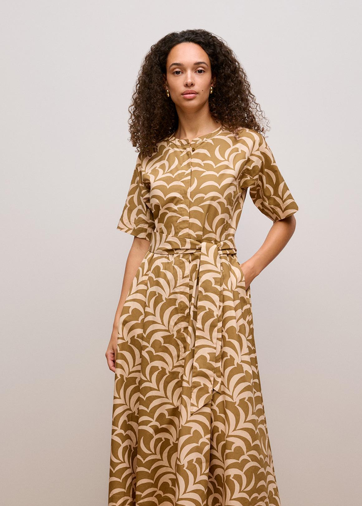 Fern Leaf Poplin Short Sleeve Dress - Main Image