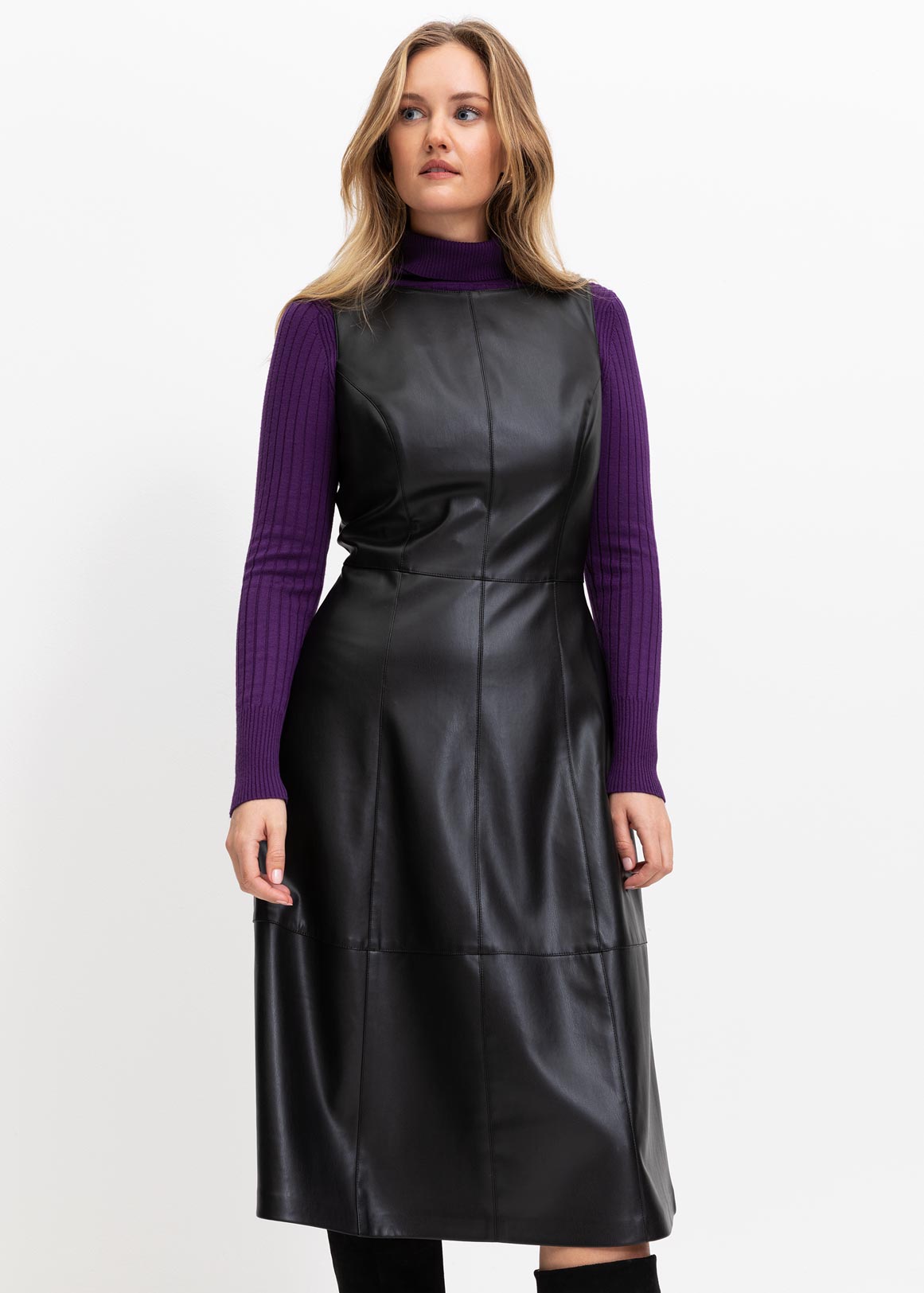 Fit & Flare Faux Leather Midi Dress | Woolworths.co.za