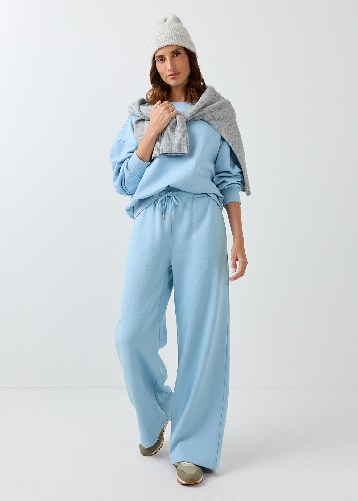 Fleece Wide Leg Track Pants