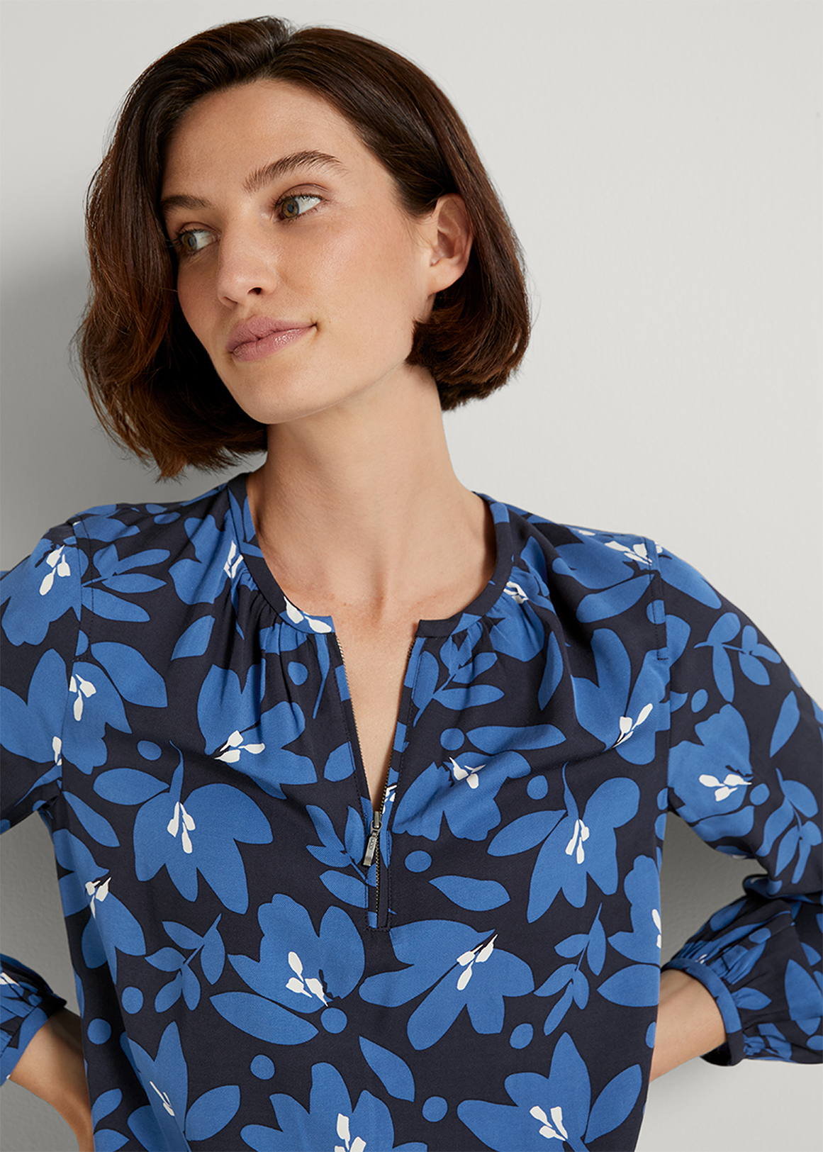 Floating Floral Zip Detail Blouse | Woolworths.co.za