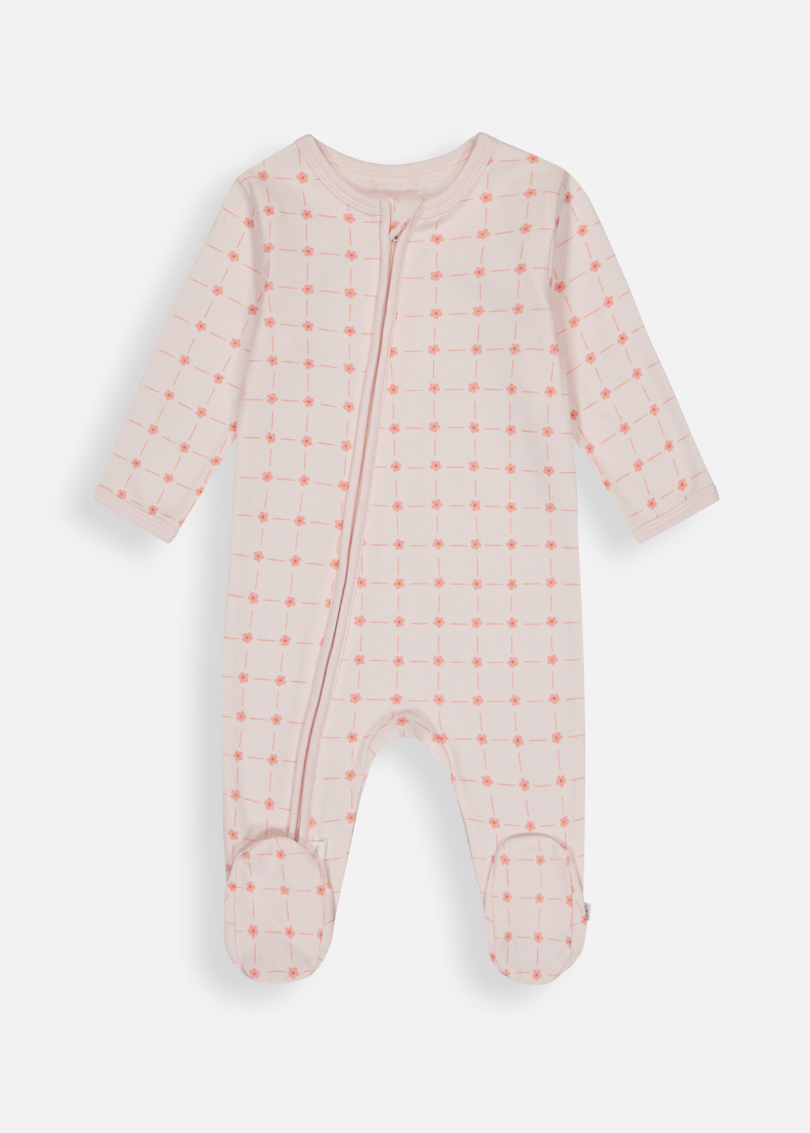 Floral Check Organic Cotton Zip Sleepsuit