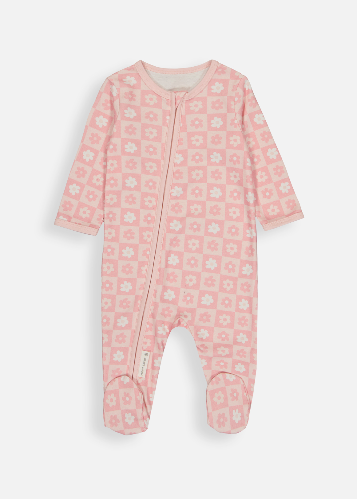 Floral Check Organic Cotton Zip Sleepsuit